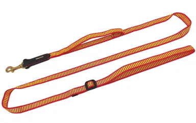 Führleine FLOTT in gelb-rot mit Messingkarabiner und verstellbarer Handschlaufe